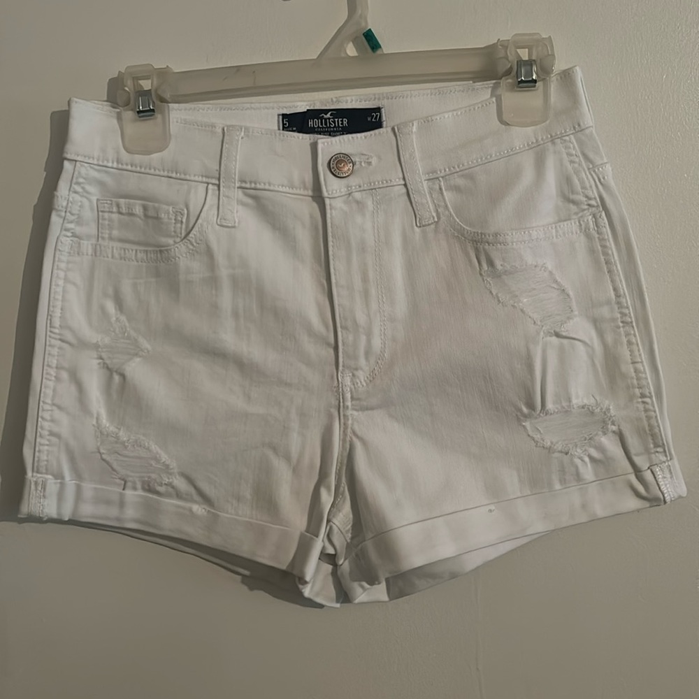 White Distressed Denim Hollister Shorts Size 5